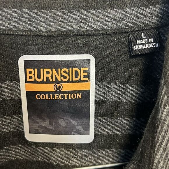 Burnside Men's Black Plaid Flannel Shirt Size L - Picture 3 of 5